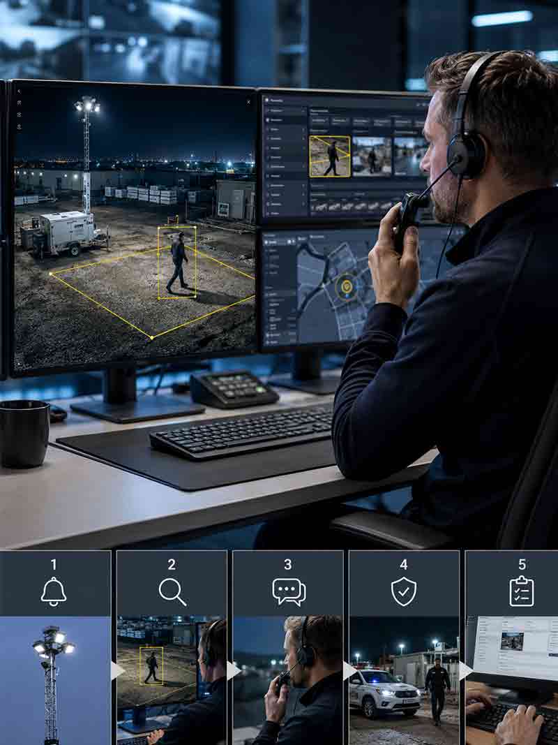 Mobiler Kameraturm zur Überwachung einer Baustelle